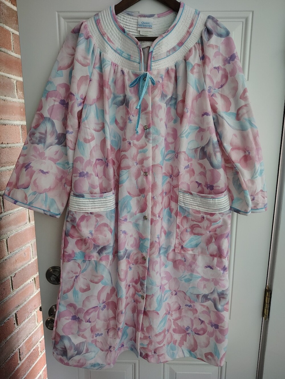 Vintage Quiet Moments Floral Snap-Front Midi Housecoat Robe - Size M